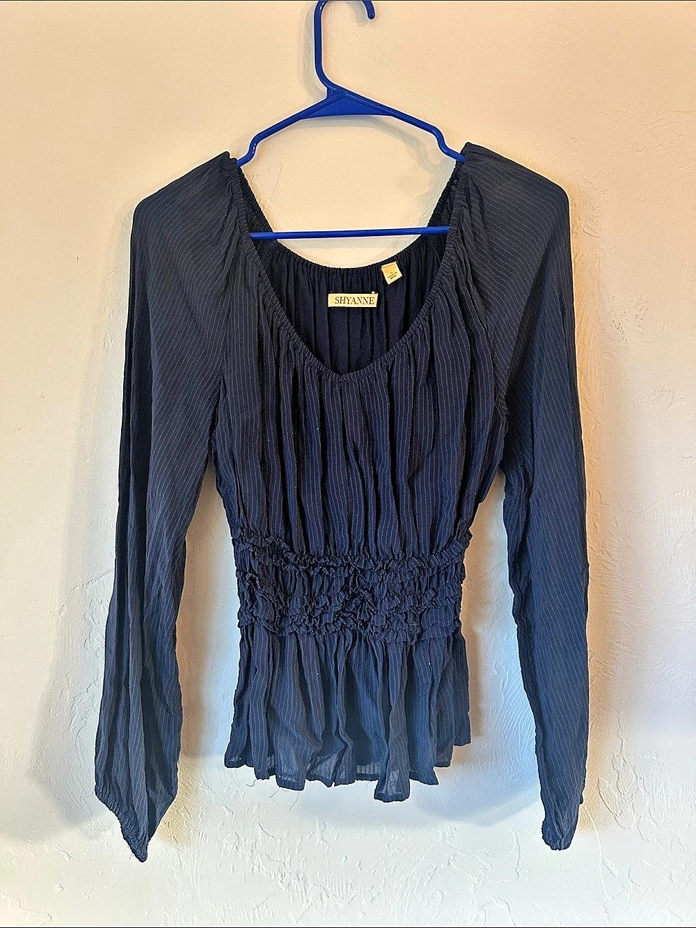 Shiyanne Long Sleeve Blouse in Blue Size Small Like New